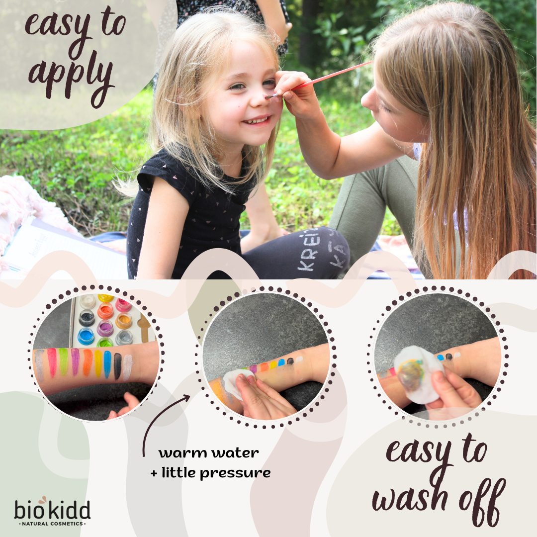 BioKidd Natural Face Paint, 10 Water Based Colours