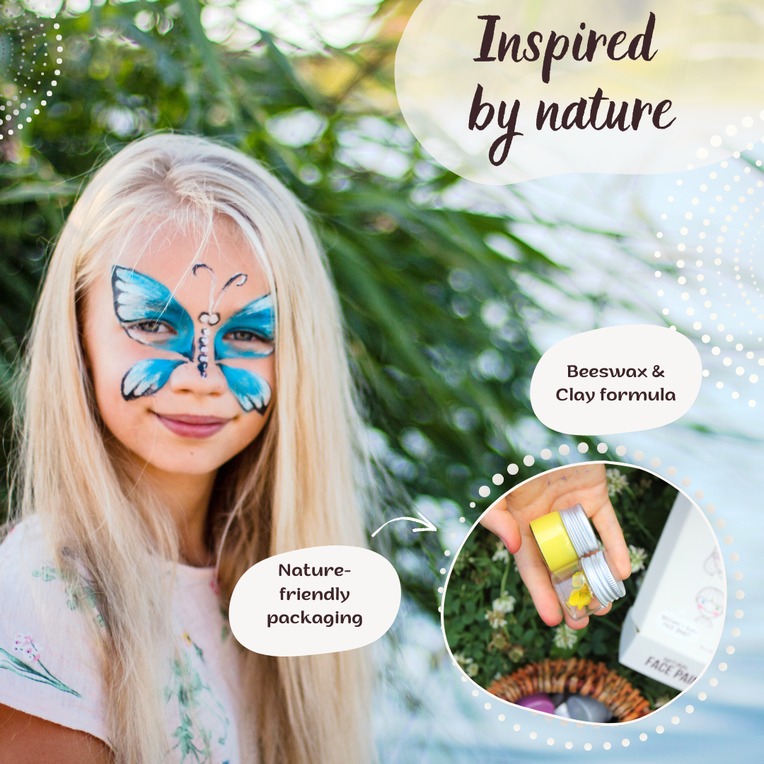 BioKidd Natural Face Paint, 5 Water Based Colours