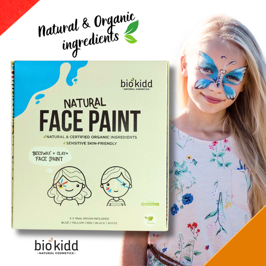 BioKidd Natural Face Paint, 5 Water Based Colours